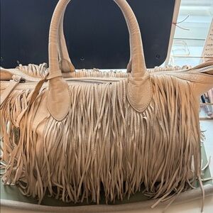Elegant Cream Fringe Shoulder Bag